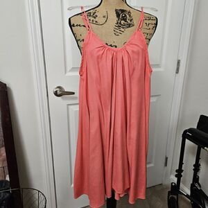 Pink Stitch Womens Coral open back Scoop Neck Full Cut Mini Dress size 6
